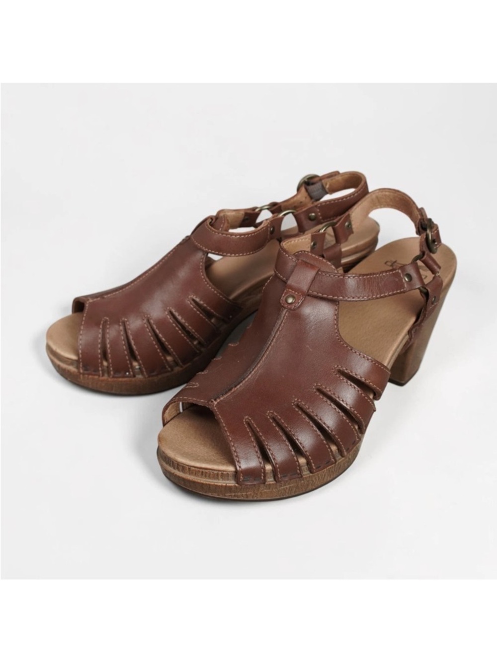 Dansko Randy Randa Strappy Heels Clog Sandals Shoes Womens Size 41 Brown